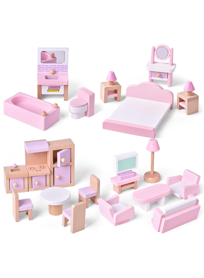 Mini House Furniture Set, durable plastic dollhouse furniture set, role-playing parent-child interactive game, Miniature Doll House Accessories for children, (6302A Kitchenette None)