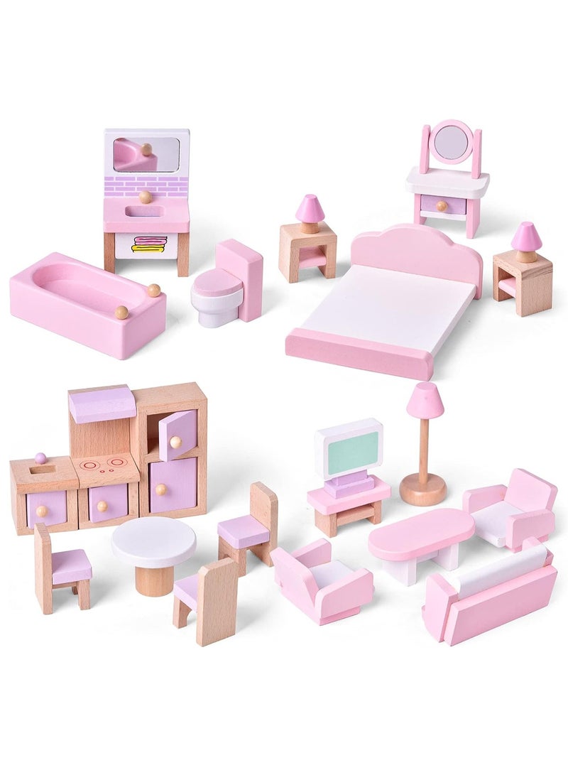 Mini House Furniture Set, durable plastic dollhouse furniture set, role-playing parent-child interactive game, Miniature Doll House Accessories for children, (6303A small bedroom)