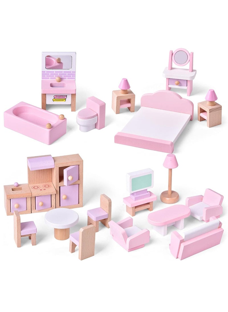 Mini House Furniture Set, durable plastic dollhouse furniture set, role-playing parent-child interactive game, Miniature Doll House Accessories for children, (6305A Baby House)
