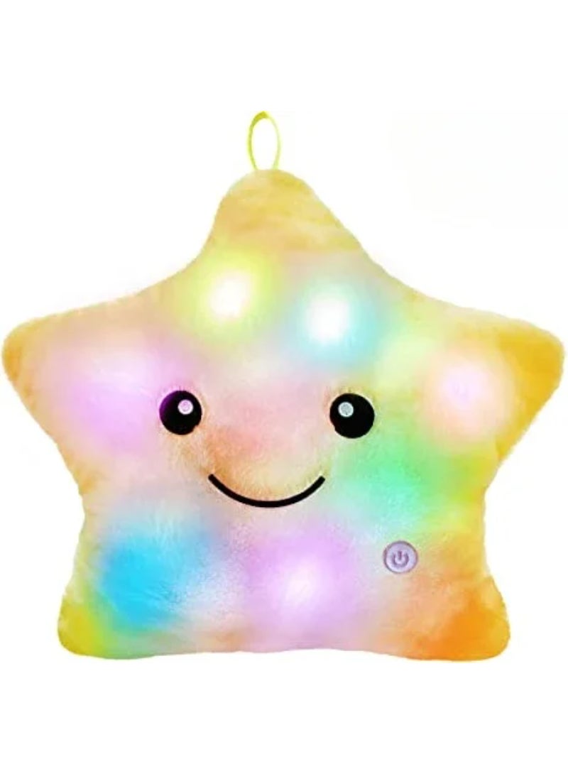 Cute Led Light Star Plush Pillow Stuffed Soft Star Luminous Throw Pillow Cushion With Colorful Light Gift Yellow