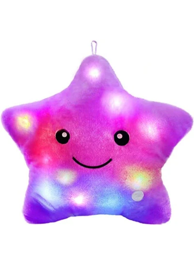Cute Led Light Star Plush Pillow Stuffed Soft Star Luminous Throw Pillow Cushion With Colorful Light Gift Purple