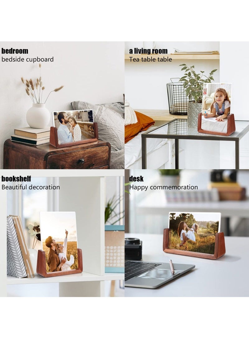 2 Pcs Wooden Picture Frame, Photo Frame with Solid Wood Base and High Definition Acrylic Glass Cover 5x7 Inch Horizontal & Vertical Photo Frame for Table Top Display Home Decor