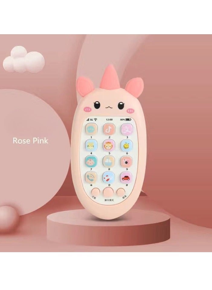 Kids Toy Phone, Educational Music Phone Toy, Safe Durable Baby Simulation Mobile Phone, Fun Light Music Early Educational Interactive Mobile Toy for Kids, (Pony Cream(Without Battery))