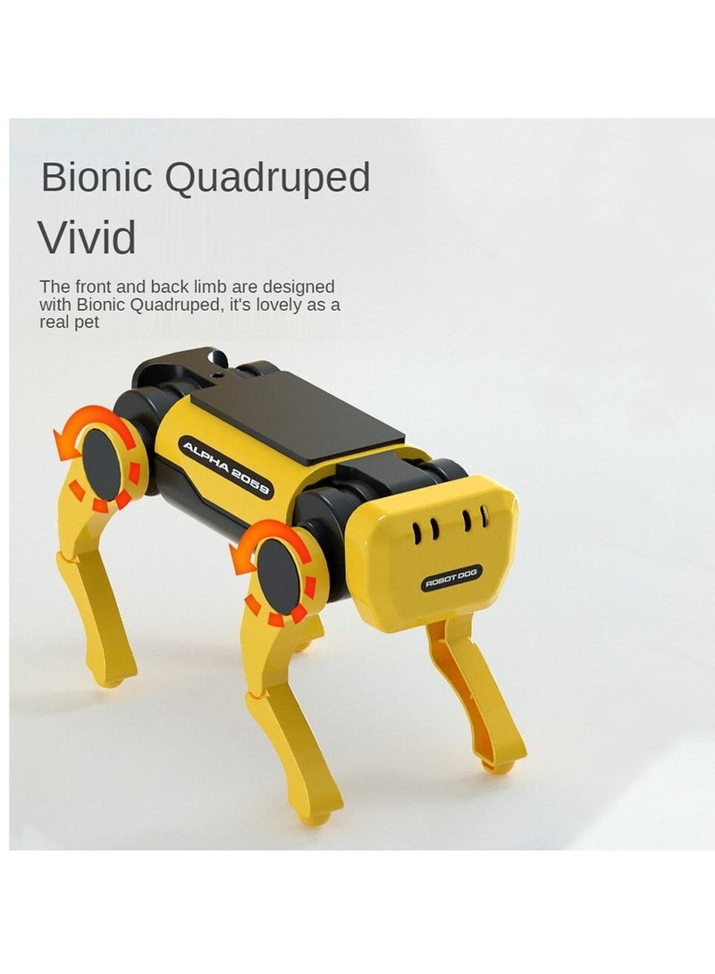 Solar Powered Electric Mechanical Dog, Science and Education Solar Energy Robot Dog, Upgraded DIY Technology Gadget for Parents Seniors, Early Development, Great Gift for Kids, (Yellow)
