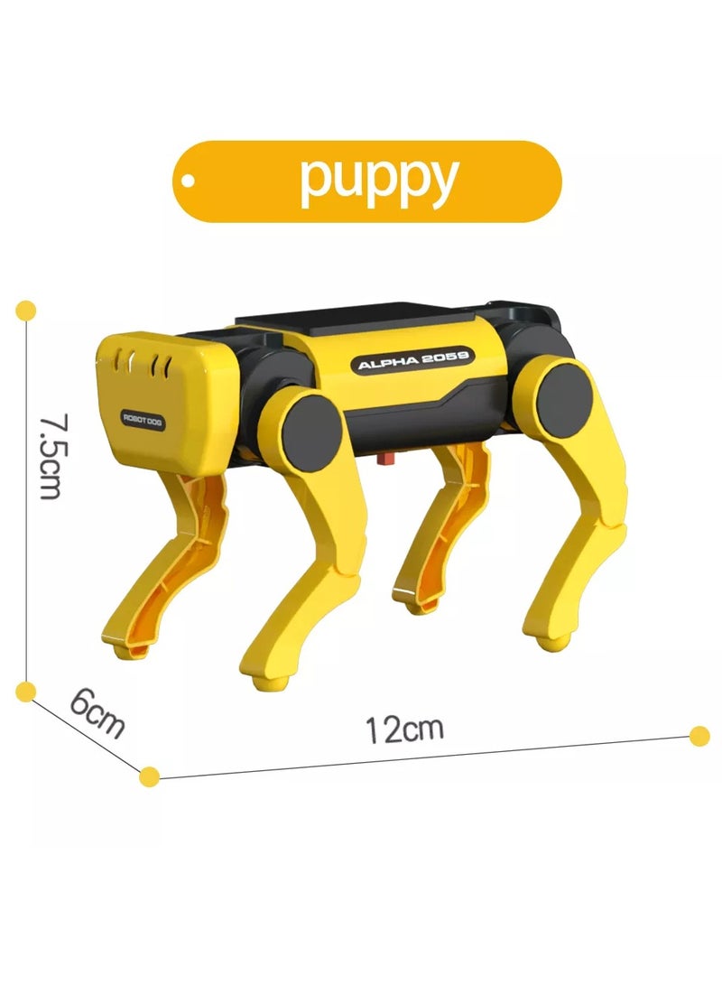 Solar Powered Electric Mechanical Dog, Science and Education Solar Energy Robot Dog, Upgraded DIY Technology Gadget for Parents Seniors, Early Development, Great Gift for Kids, (Yellow)