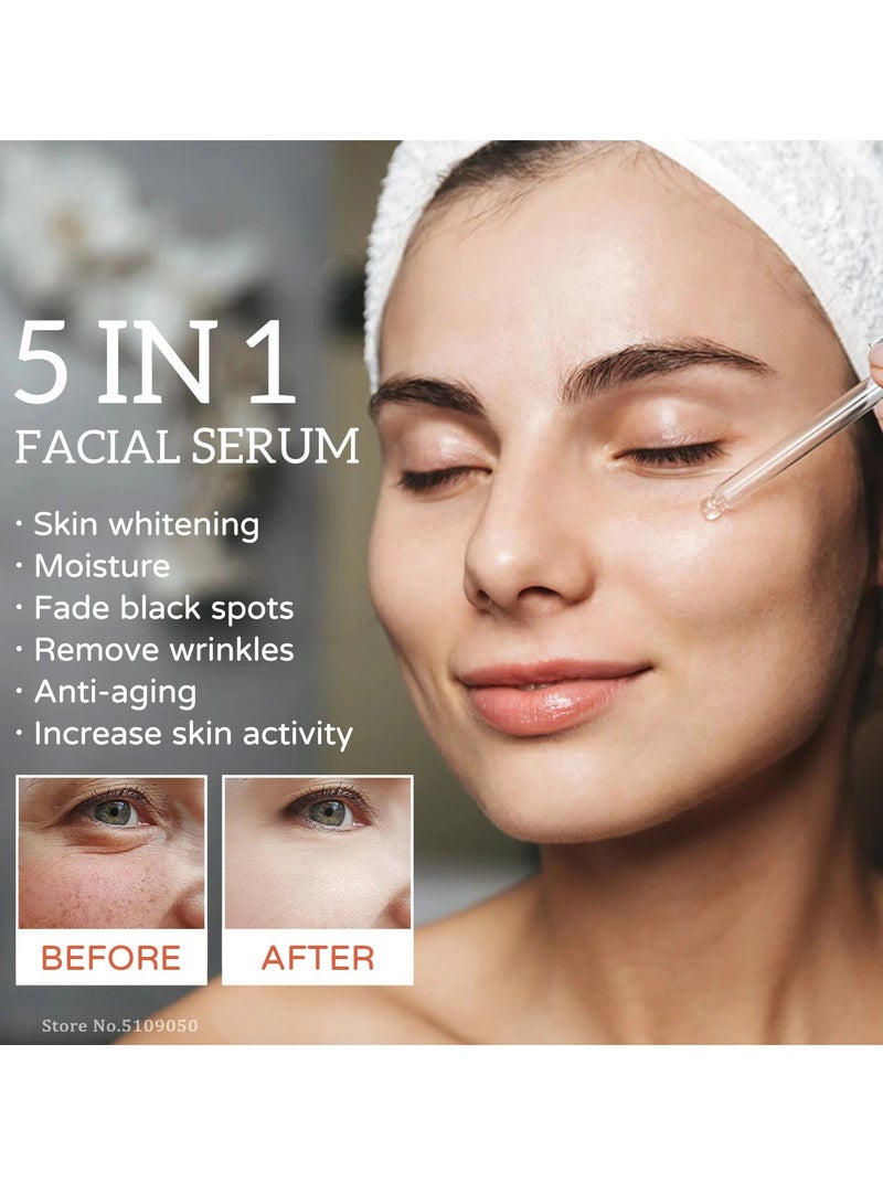 Vitamin C Face Serum, Advanced Anti Wrinkle Face Serum, 5-in-1 Anti-aging Serum With Vitamin C And E, Hyaluronic Acid, Collagen And Nicotinamide For Face Moisturizing, Firming Skin And Even Skin Tone