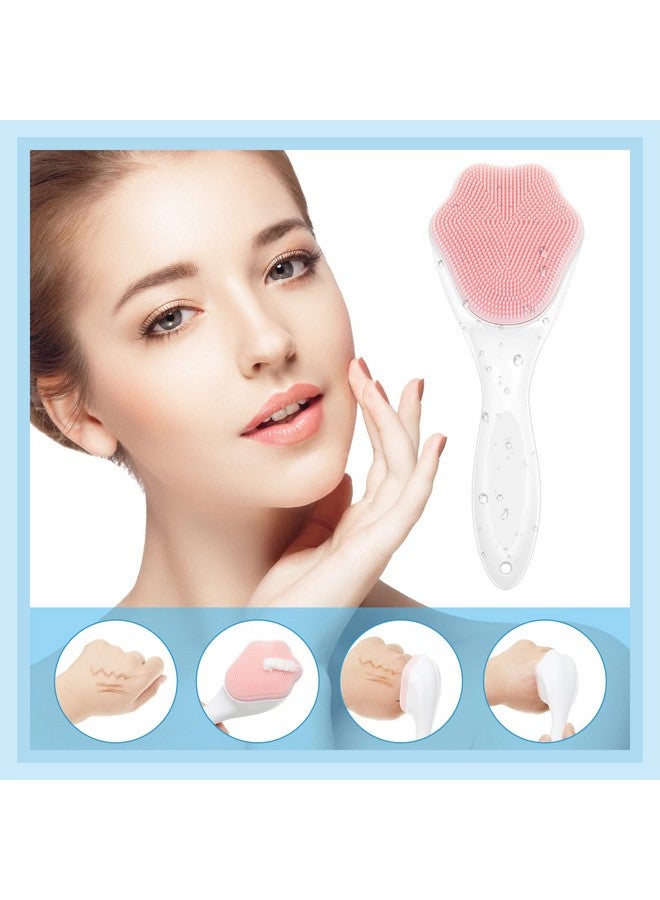 3 Pieces Silicone Face Scrubber With Handle Handheld Silicone Facial Cleansing Brush With 3 Pieces Double Sided Lip Brush Tool Manual Face Exfoliator Brush For Massage Blackhead Cleaning 3 Colors