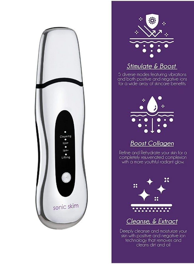 Sonic Skim 4In1 Skin Spatula Provides Deep Cleansing Highfrequency Blackhead Pore Extraction Supports Ems Lifting And Serum Infusion For All Skin Types