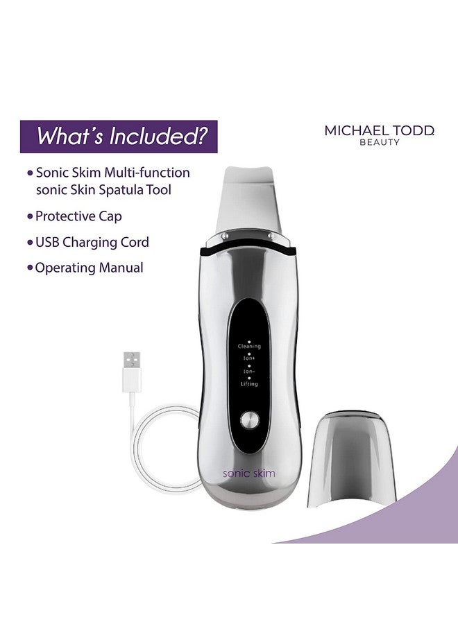 Sonic Skim 4In1 Skin Spatula Provides Deep Cleansing Highfrequency Blackhead Pore Extraction Supports Ems Lifting And Serum Infusion For All Skin Types