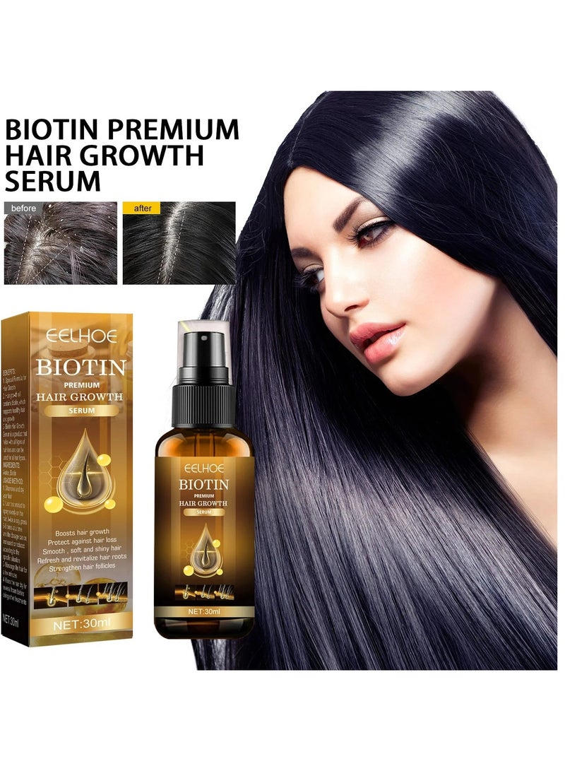 Hair Growth Spray, Biotin Thickening Herbal Serum, Anti-hair Loss Hair Care Oil, Fast Hair Growth Biotin Herbal Serum For Thicker Longer And Stronger Hair, (1pc 30ml)