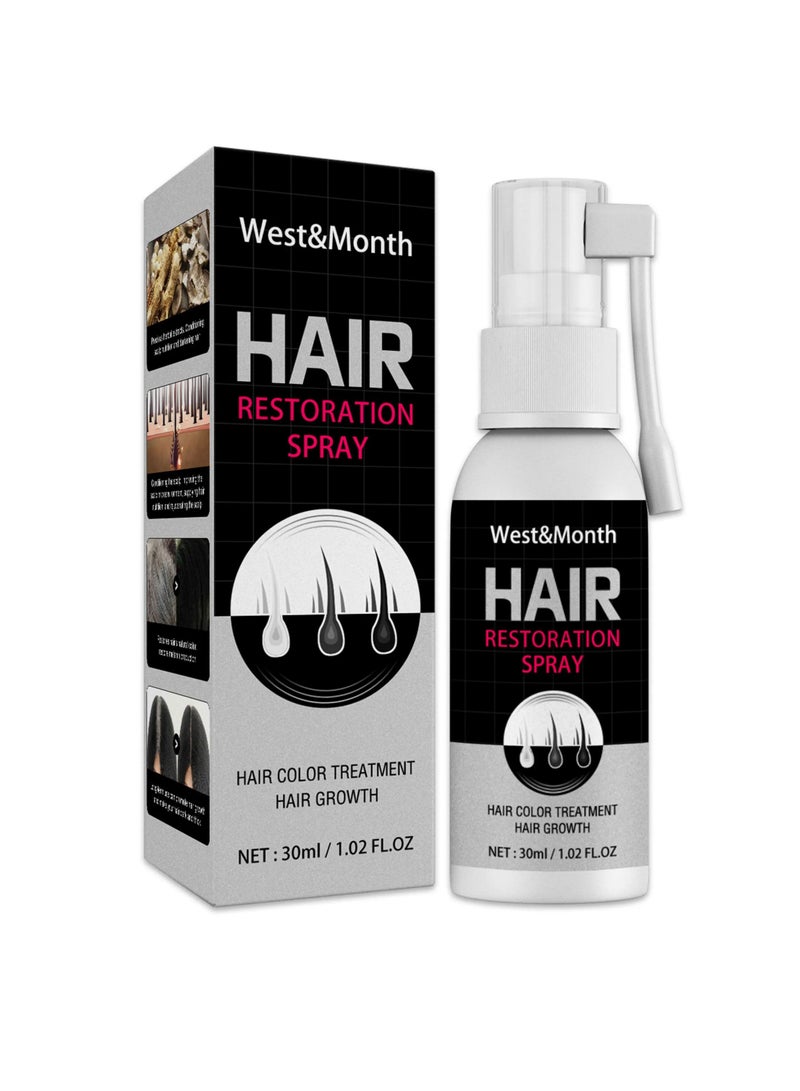 Hair Restoration Spray, 30ml Anti White Hair Darkening Spray, Hair Scalp Nourish Anti Gray Hair Herbal Spray, Glitter Hair Care Serum For Men And Women