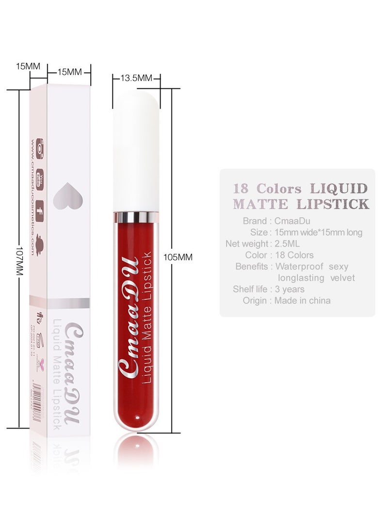 1pc Liquid Lipstick Lip Gloss, Waterproof Nude Lipstick, Non Fade Long Lasting Color Matte, Natural Formula Hydrating Lip Liner Pens for Multiple Occasions, (Color Matte Lip Gloss 10)