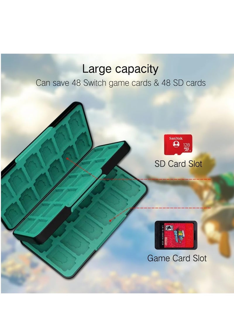 48 Switch Game Card Case for Nintendo Switch OLED, Switch Lite, Cute 48 Game Holder Cartridge Case for Game Cards and SD Cards, Kawaii Portable Compact Storage Case Box