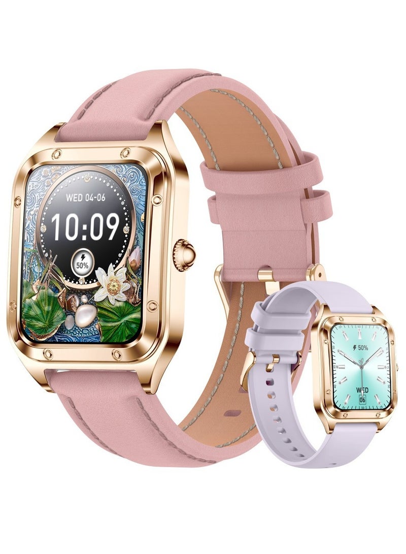 Women Smart Watch, Elegant Straps Intelligent Multifunctional Bluetooth Call Watch, Heart Rate Oxygen Monitoring Smart Watch For Women Girls Teens, Ideal For Gift, (Belt Rose Shell + Purple Tape)