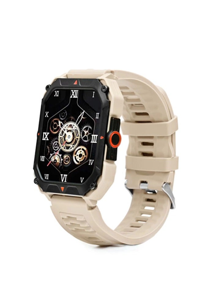 K55 Pro Smart Watch, Brown Multifunctional Sports Watch, Ip68 Waterproof Health Watch, Bluetooth Calling Smartwatches For Men And Women, (cream Color)
