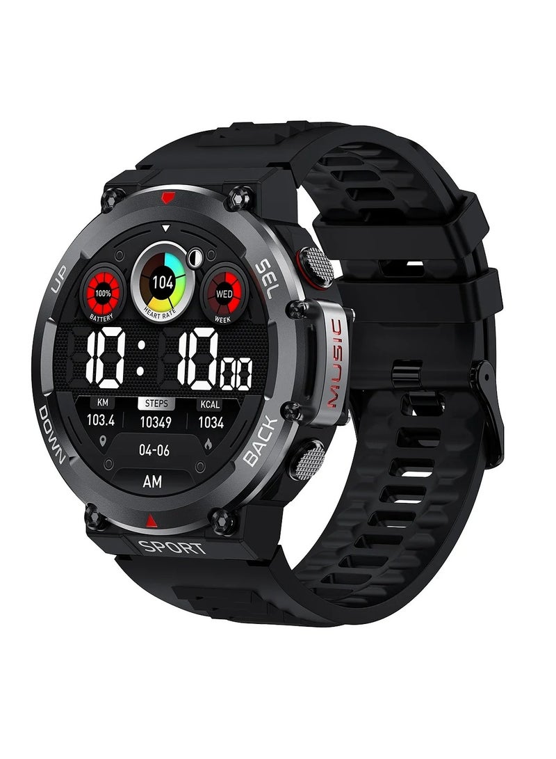 Rugged Smart Watch, 1.39" HD Amoled Display Smart Watch, Ip68 Waterproof AI Voice Assistant Smart Wrist Watch With NFC Control, Smart Sports Health Watch With Multiple Sports Mode, (1pc, VIP Black)