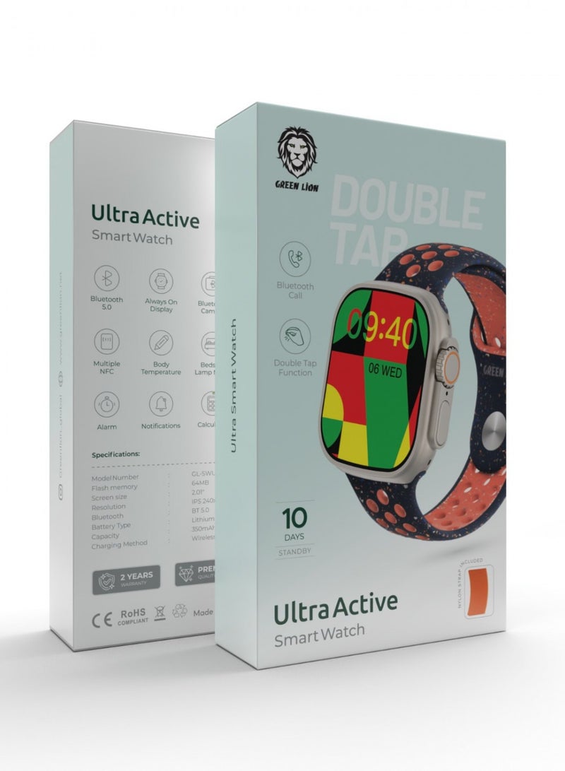 Ultra Active Smart Watch 2.16 inch Display- Titanium -Blue Flame Nike Sport+ Nylon Orange