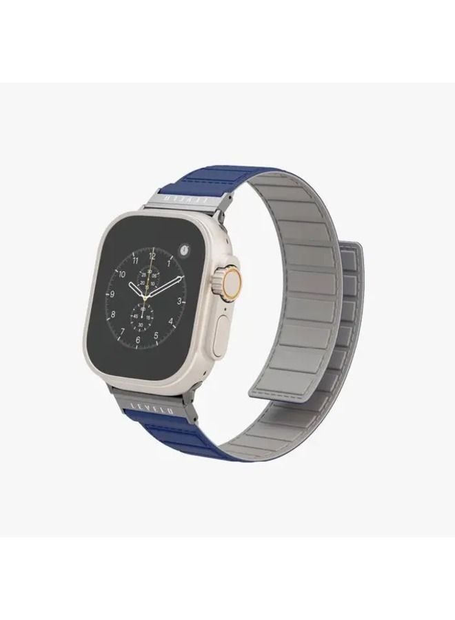 Levelo Magnet Roating Band Vogue for Apple Watch 45/44/42 - Blue/Grey