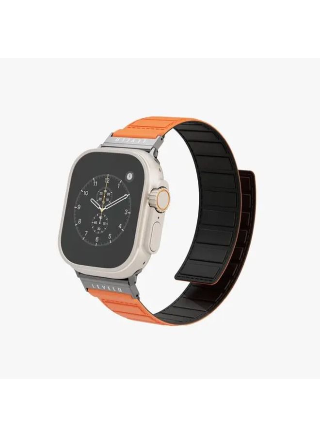 Levelo Magnet Roating Band Vogue for Apple Watch 45/44/42 - Black/Orange