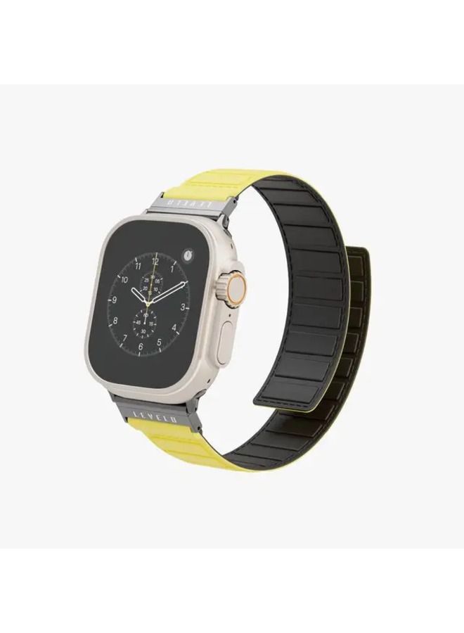 Levelo Magnet Roating Band Vogue for Apple Watch 45/44/42 - Black/Yellow