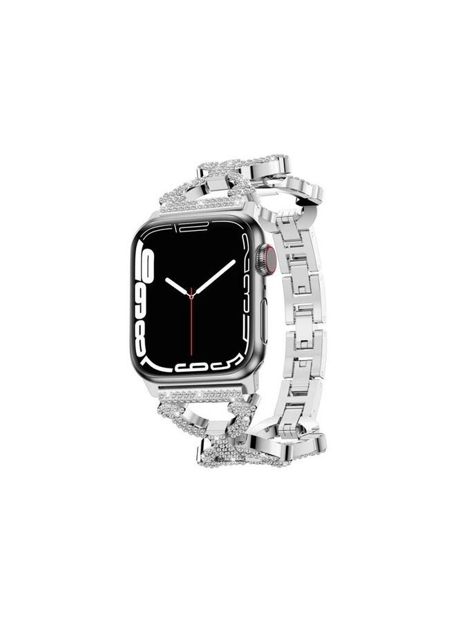 Green Lion Bello Cyrstal Strap for Apple Watch 42/44/45MM - Silver