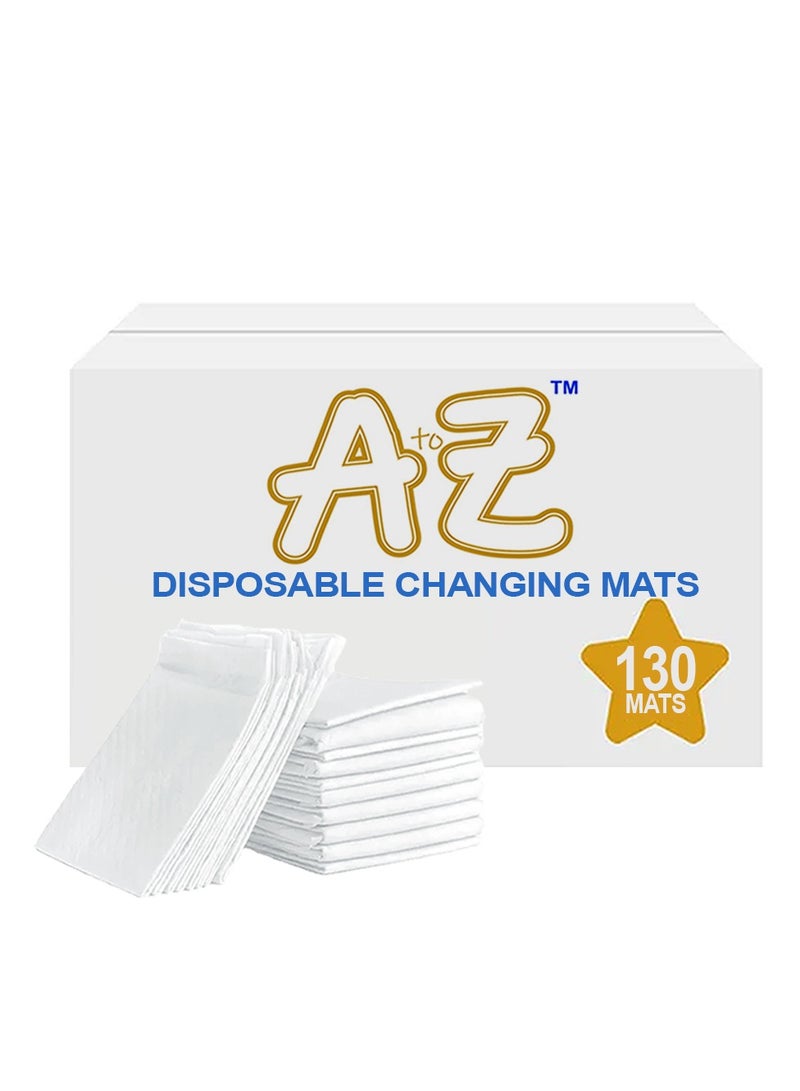 A to Z - Disposable Changing Mat size (45cm x 60cm) Large- Premium Quality for Baby Soft Ultra Absorbent Waterproof - Pack of 130 - White