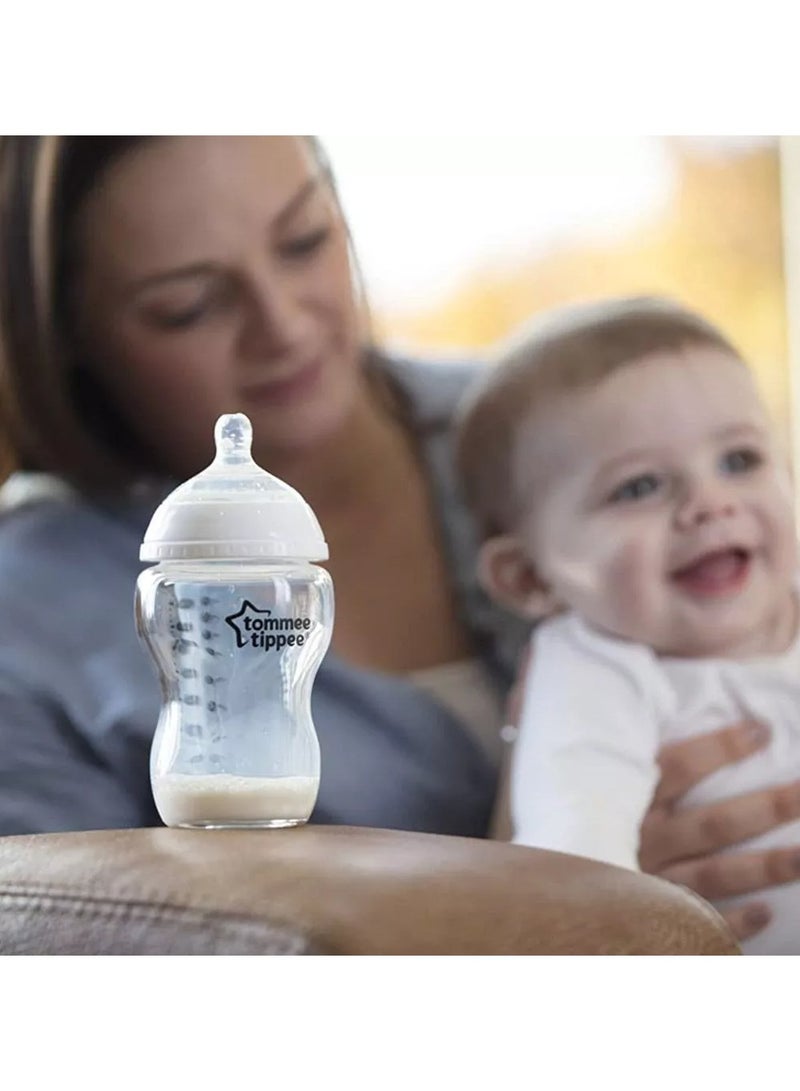 Closer To Nature Glass Feeding Bottle For 0 Months+ Babies 250 ML