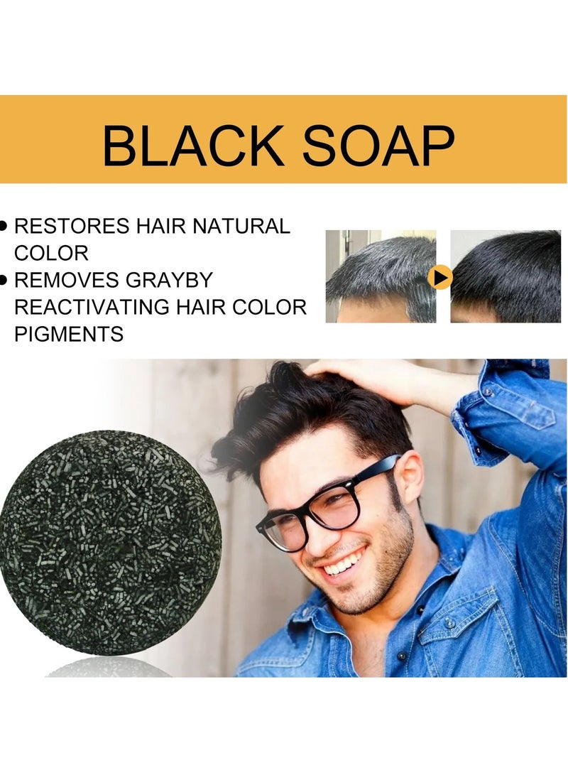 Shampoo Bar, Soap Hair Darkening Shampoo Bar, Natural Organic Gray White Hair Repair Bar, Anti Dandruffs Bamboo Charcoal Hair Conditioner Soap Bar For Hair Loss Hair Strengthening, Men/women