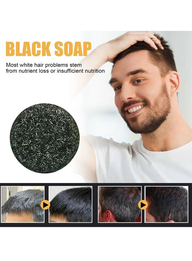 Shampoo Bar, Soap Hair Darkening Shampoo Bar, Natural Organic Gray White Hair Repair Bar, Anti Dandruffs Bamboo Charcoal Hair Conditioner Soap Bar For Hair Loss Hair Strengthening, Men/women