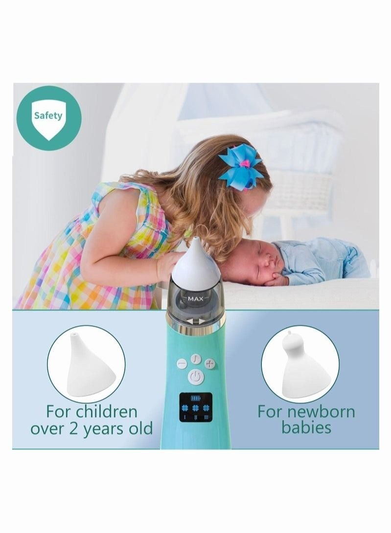 Electric Baby Nasal Aspirator - 4 Silicone Tips, 3 Suction Levels, Soothing Music, Rechargeable & Portable - Clear Congestion in Newborns and Toddlers