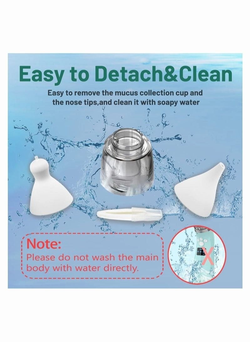 Electric Baby Nasal Aspirator - 4 Silicone Tips, 3 Suction Levels, Soothing Music, Rechargeable & Portable - Clear Congestion in Newborns and Toddlers