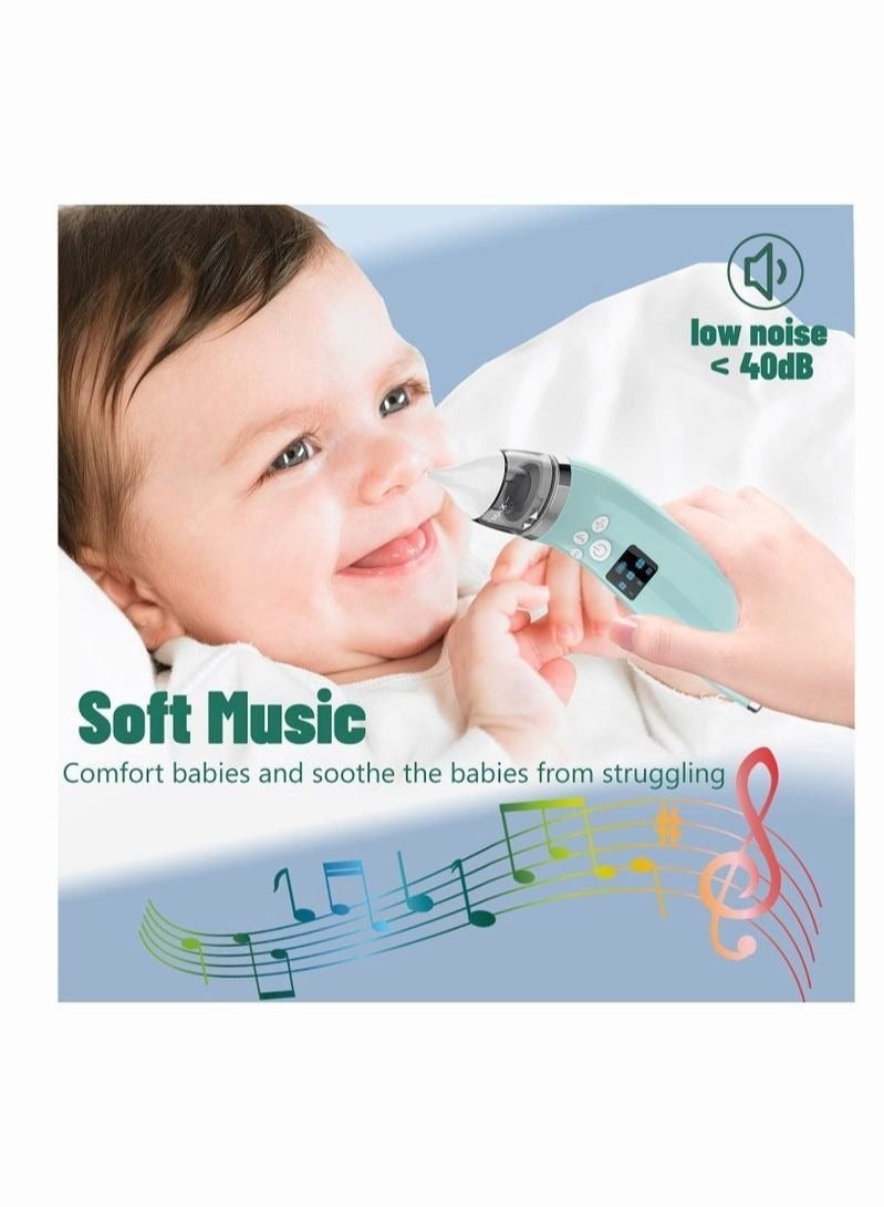 Electric Baby Nasal Aspirator - 4 Silicone Tips, 3 Suction Levels, Soothing Music, Rechargeable & Portable - Clear Congestion in Newborns and Toddlers