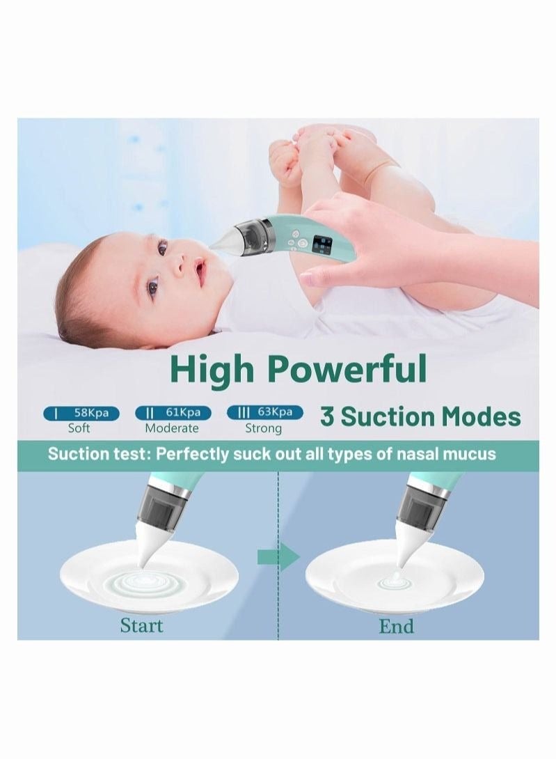 Electric Baby Nasal Aspirator - 4 Silicone Tips, 3 Suction Levels, Soothing Music, Rechargeable & Portable - Clear Congestion in Newborns and Toddlers