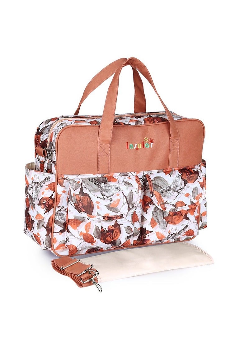 Multifunctional  Rose Print Travel Nappy Bag With High-Quality Material