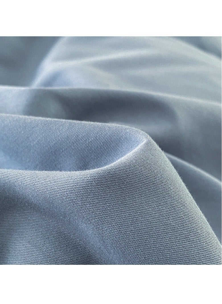 Bed Cover Set, Soft Luxurious Pure Bedsheet Set, Long-staple Cotton Simple Solid Color Bed Sheet Quilt Cover Bedding Twill Cotton Set, ( blue, 1.5m fitted sheet set of four)