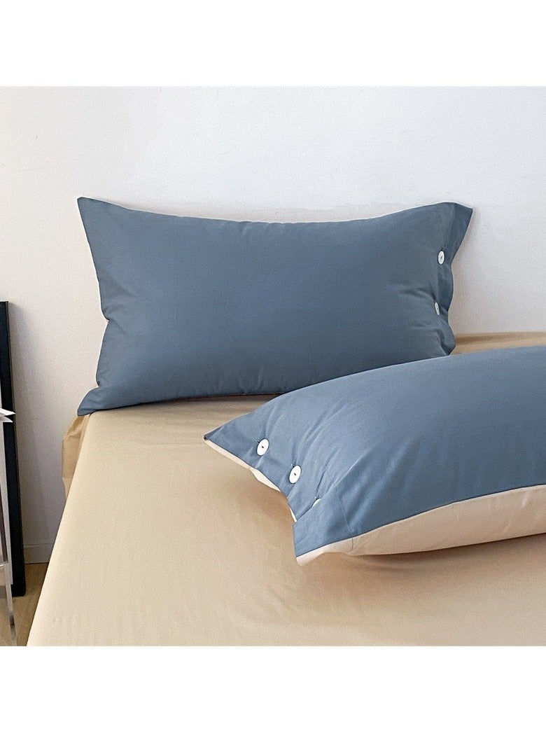 Bed Cover Set, Soft Luxurious Pure Bedsheet Set, Long-staple Cotton Simple Solid Color Bed Sheet Quilt Cover Bedding Twill Cotton Set,(Milkshake White + Pumpkin Orange, 1.8m Bed Sheet Four-piece Set)