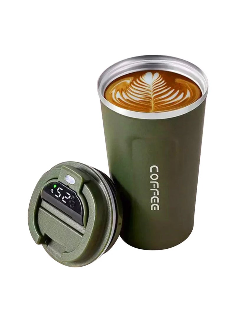 Digital Display Stainless Steel Coffee Cup Thermal Mug Office Termica Cafe Copo Travel Insulated Bottle 510ml Green