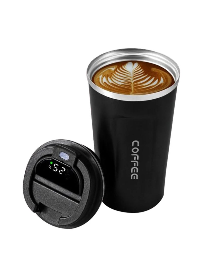 Digital Display Stainless Steel Coffee Cup Thermal Mug Office Termica Cafe Copo Travel Insulated Bottle 510ml Black