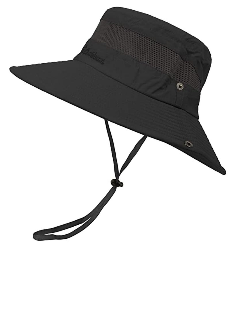 Fishing Hats for Men Women Wide Brim Mens Summer Sun Hats Bucket Cap Outdoor Black 1 Top