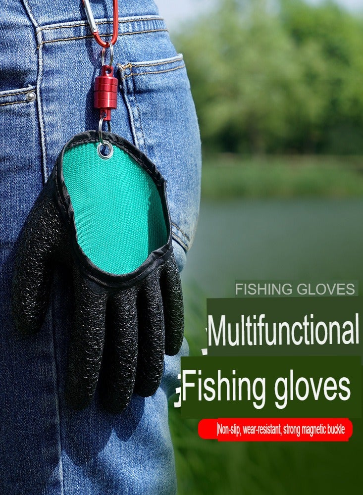 Fishing Catching Gloves, Anti-slip Catch Fish Gloves, Waterproof Magnetic Braided Fishing Gloves, Puncture Proof Fishing Glove For Hunting, Handling, Right Hand [single] + Plastic Magnetic Buckle