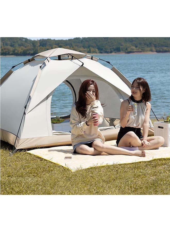 Outdoor tent fully automatic sun protection and wind protection fast opening household folding waterproof outdoor camping picnic tent for 3-4 people, white