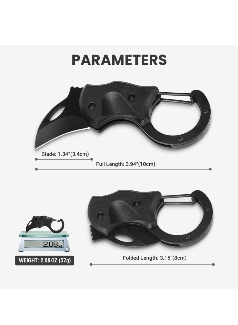 Carabiner with Pocket Knife, Small Pocket Knife for Men, Cool Carabiner Knife Box Cutter with 1.34inch Stainless Steel Blade, Mini Folding Knives EDC Gadgets for Everyday Carry