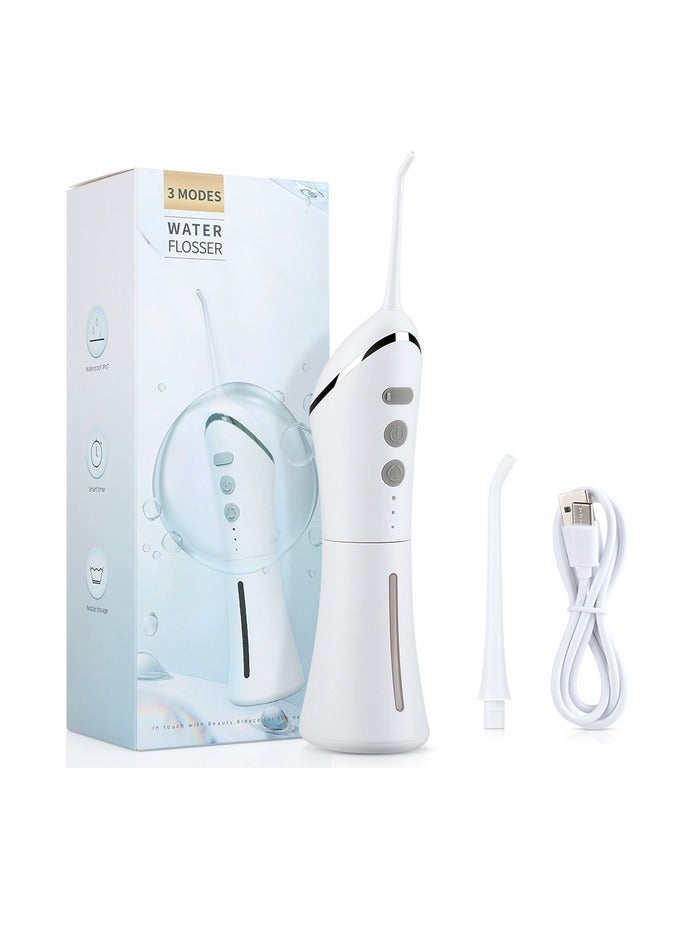 Oral Irrigator,  Usb Rechargable Teeth Flosser, Professional Electric Portable Oral Irrigator, Waterproof Portable Jet Tooth Scaler For Teeth, (White)
