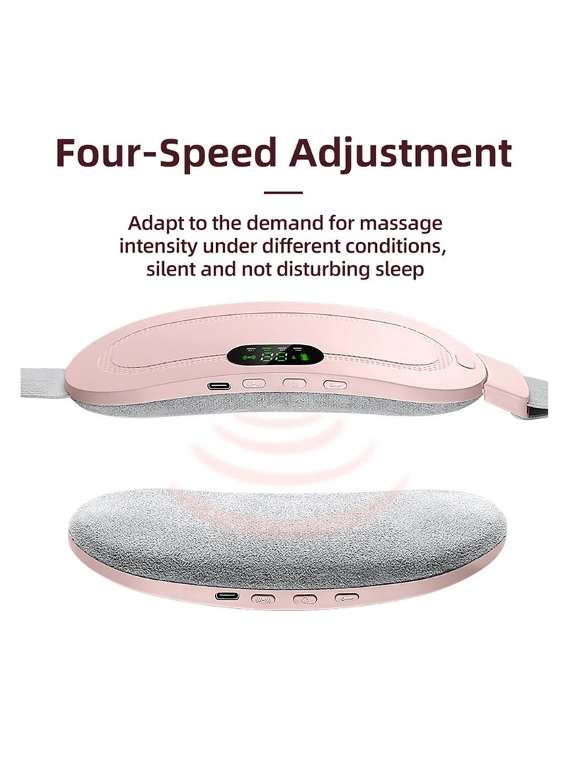 Electric Heating Warm Palace Belt, Wireless Heating Massager Pad, Waist Vibration Massage Device for Cramps Period Pain Relief, (Pink)