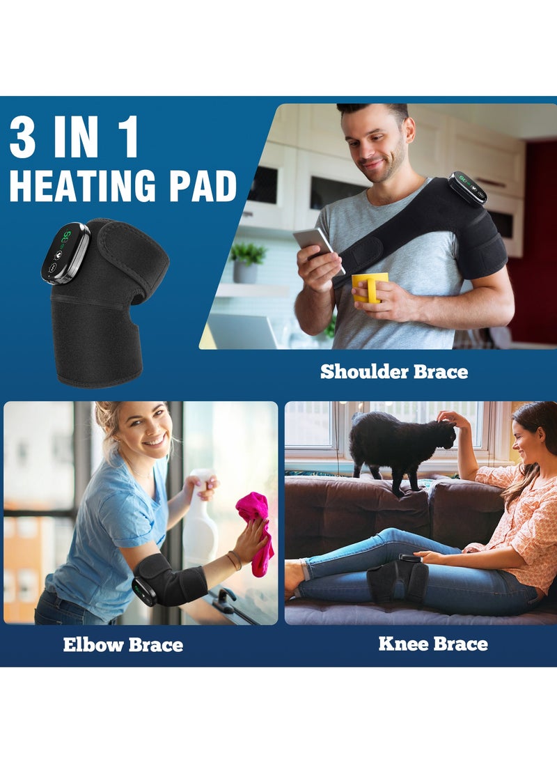 Heated Knee Brace Support, Electric Heating Knee Massager, Far Infrared Joint Physiotherapy Elbow Knee Pad, USB Charging Vibration Massage knee pad for Knee Injury Cramps Arthritis, (Type G-EMS)