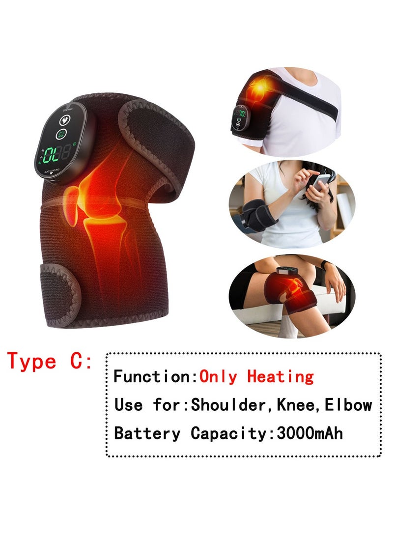 Heated Knee Brace Support, Electric Heating Knee Massager, Far Infrared Joint Physiotherapy Elbow Knee Pad, USB Charging Vibration Massage knee pad for Knee Injury Cramps,(Type C-Only Heating)