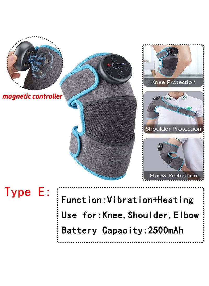 Heated Knee Brace Support, Electric Heating Knee Massager, Far Infrared Joint Physiotherapy Elbow Knee Pad, USB Charging Vibration Massage knee pad for Knee Injury Cramps Arthritis, (Type E-Magnetic)