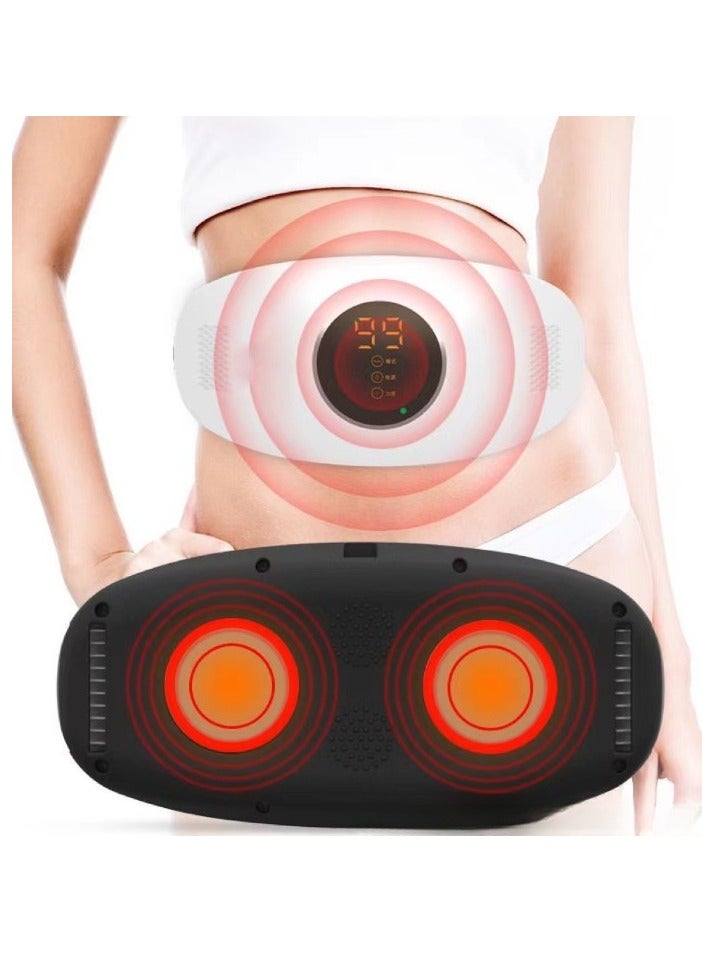 Electric Slimming Belt, Digital Display Portable Cordless Menstrual Heating Pad, Fat Burning Weight Loss Vibrating Body Massage Belt, Abdominal Massager Machine For Women, Rechargeable Model (White)