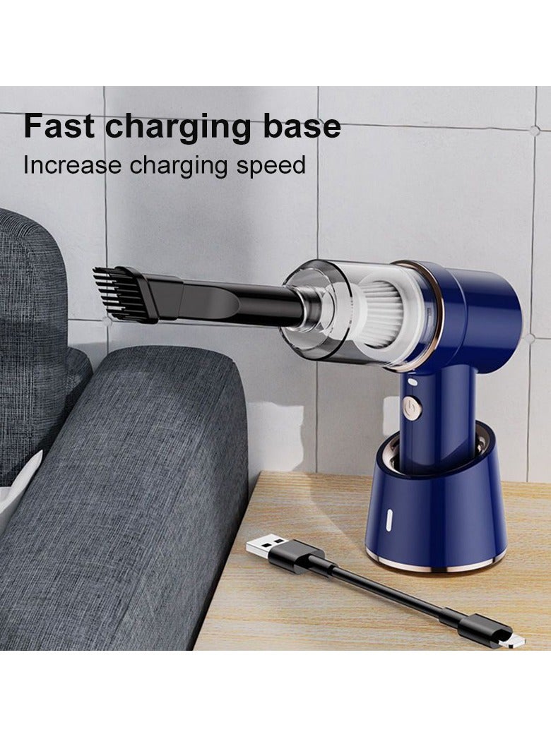 Car Vacuum Cleaner Cordless, Portable Handheld Vacuum Air Duster, Wireless Charging High Suction 2 In 1 Car Vacuum Cleaner For Car Home Office, ( Blue 117CG 8pcs)