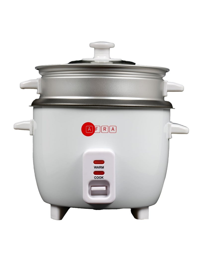 Afra Rice Cooker, 1.0 Litre Capacity, Non-stick Inner Pot, Glass Lid, Aluminium Heating Plate, Keep-warm Function, G-mark, ESMA, ROHS, And CB Certified, AF-1040RCWT, 2 Years Warranty 1 L 400 W AF-1040RCWT White